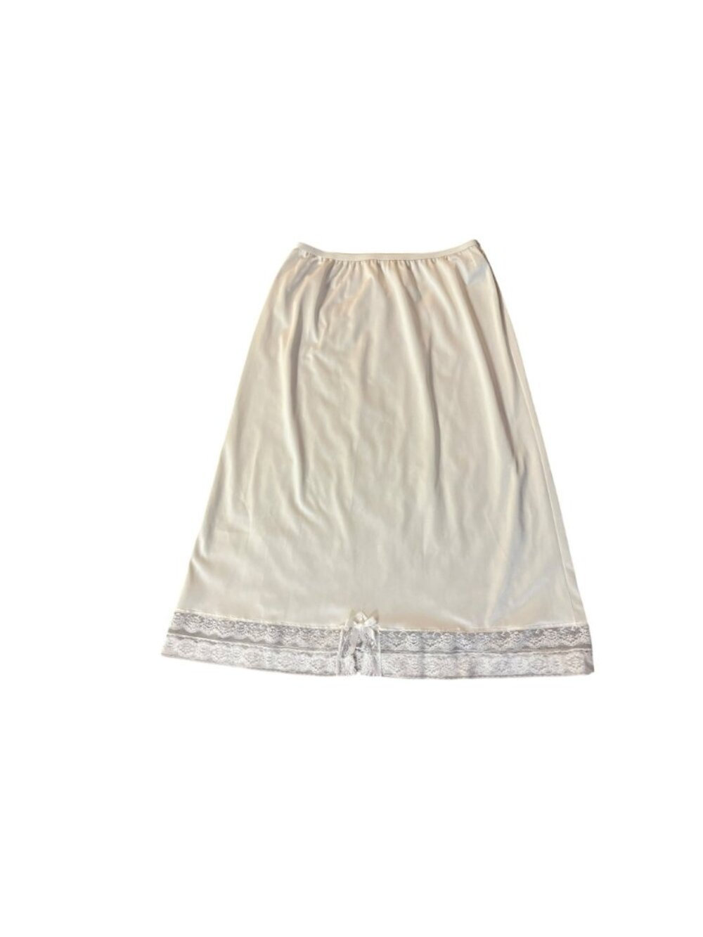 Komar Half Slip Womens M Tall Cream Nylon Lace Trim Vintage USA Small Bow - Picture 3 of 9